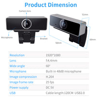 60° Widescreen Webcam for Streaming, Conferencing & Recording